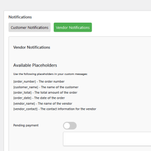 Vendor sms notifications plugin settings