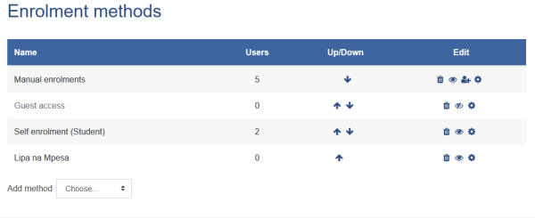 Moodle mpesa enrolment method